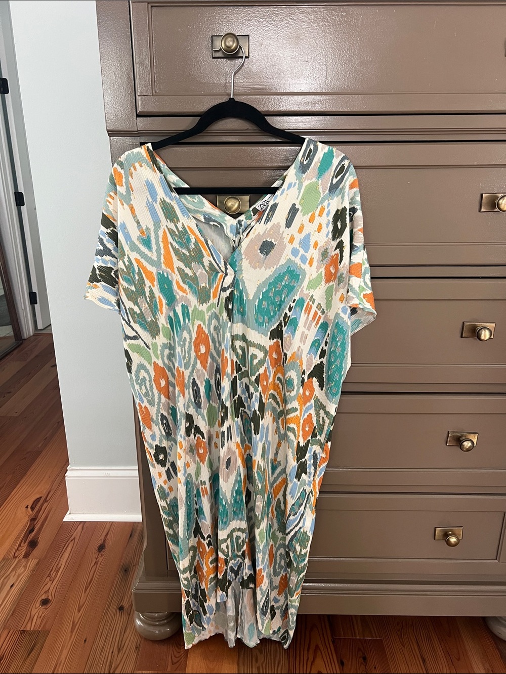 Zara Multicolor Abstract Print Kaftan Dress M-L